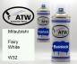 Preview: Mitsubishi, Fairy White, W32: 400ml Sprühdose + 400ml Klarlack - Set, von ATW Autoteile West.